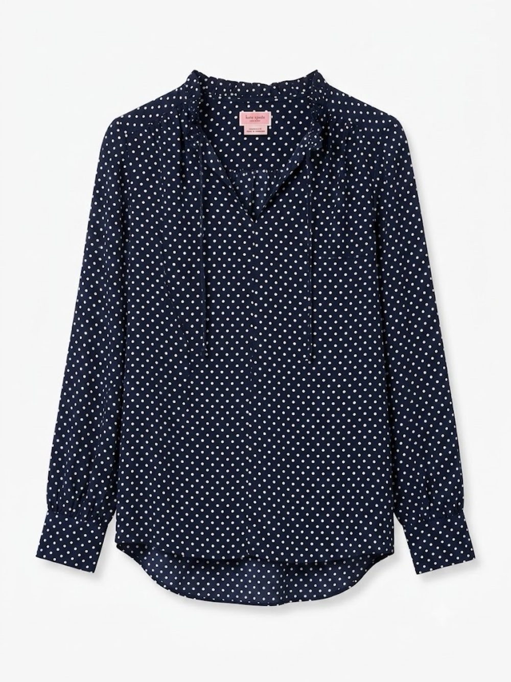 Kate Spade Navy White Polka Dot Blouse Medium